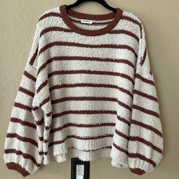 Storia Sweaters - Storia fuzzy striped sweater